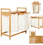 AD. CON Szennyestartó kosár Dupla 60l Bambusz 73x64x33 cm Kétrekeszes Bézs polccal (AD-00001-002)