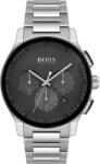 HUGO BOSS 1513762 férfi karóra ezüst szíjjal, fekete számlappal, 44 mm dobozzal (1513762)