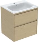 Geberit Set lavoar si mobilier Geberit Selnova Square cu doua sertare, 60x48x62 cm, stejar natural (504.138.PS.1)
