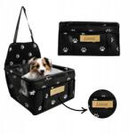 DOGESTE Kutyaszállító autósülés védőszőnyeg Erős Gravírozás Ingyenes (Hauki wzór czarny)