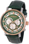 ASTRON 8011-5 sportos férfi karóra, ezüst és rózsaarany színű nemesacél tok, zöld színű bőrszíj, zöld számlap, keményített ásványüveg, multifunkciós quartz szerkezet, 50 m (5 ATM) vízállóság (8011-5) - astro