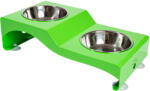  SHAW SHAW Boluri duble, set suport castroane câini + 2 boluri rotunde, antiderapant, inox, verde, 1buc