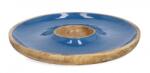 Bizzotto Platou email albastru lemn maro Knossos 39x4 cm (0550924X) Tava
