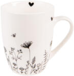 Clayre & Eef Cana portelan bej negru Flower 12x8x10 cm, 300 ml (FAFMUX)