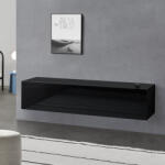[en. casa] Comoda TV suspendata Evaton 140x33x30 cm, negru lucios, 2 usi (71488080) Comoda