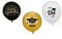 Flippy Set 10 Baloane din Latex Metalizate, Flippy, Model Absolvire, Negru Auriu Alb, 23 cm, 1.4 g (teo-131012)