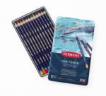 Derwent Creioane colorate Derwent Professional Inktense, cutie metalica, solubile in apa, 12 culori/set 700928