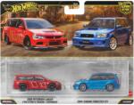 Mattel Set 2 masini metalice, Hot Wheels, Car Culture, 2005 Mitsubishi Lancer Evolution IX Wagon si 2004 Subaru Forester STI, JHW46