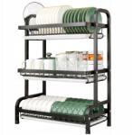  Háromszintes Álló Szárító Nagy 42 Cm Csepegtető Edényrendező (Czarna Suszarka Do Naczyń Trzypoziomowa )