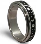 CalmRings Stresszoldó gyűrű (forgatható) Nap, Hold és Csillag motívum fekete