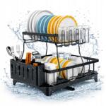 M & N Goraj Edényszárító Fekete Edénycsepegtető Evőeszköz Kétszintes Nagy (SDN007B)