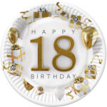 Pol-Mak Happy Birthday 18 Gold Motifs papírtányér 8 db-os 18 cm (PKK772923)