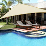 Sun Garden Napvitorla - árnyékoló teraszra, háromszög alakú 5x5x5 m Világos Bézs színben - HDPE anyagból