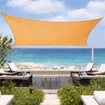 Sun Garden Napvitorla - árnyékoló teraszra, négyszög alakú 3x4 m Aranyhomok színben - HDPE anyagból