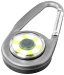 Dodaco Carabiniera multifunctionala cu lanterna LED argintie, 3 moduri iluminare, aluminiu si plastic, usoara, portabila, cu baterii incluse