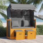 vidaXL Strandkorb с възглавници полиратан и дърво масив черно/антрацит (318667)