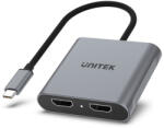 Unitek V1404B video átalakító kábel 0, 15 M USB C-típus 2 x HDMI Szürke (V1404B)