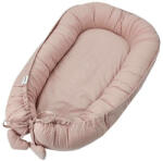 FEEDO Cosulet bebelus, Feedo, Pentru dormit, joaca, protectie in patut, Baby Nest 90x60 cm, bumbac 100%, Design cu inimioare, Roz (208216)