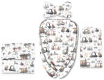 MimiNu Set 4 in 1 Cosulet bebelus, MimiNu, Baby Cocoon 75x55 cm, Husa bumbac, Cu paturica 50x70 cm, Cu salteluta, Cu perna fluture, Cars Grey (6426972031196)
