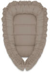 MimiNu Cosulet bebelus, MimiNu, Pentru dormit, Baby Nest 55 x 75 cm, Cu Volanase, Husa 100% bumbac, Colectia Royal, Mocha (6426972031035)