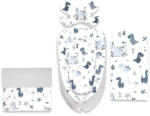MimiNu Set 4 in 1 Cosulet bebelus, MimiNu, Baby Cocoon 75x55 cm, Husa bumbac, Cu paturica 50x70 cm, Cu salteluta, Cu perna fluture, Dino Granat (6426972031202)