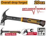 INGCO Ciocan Dulgher 560g HCH81020L - 20oz, Cap Forjat, Maner Antisoc, Functie Magnetica pentru Cuie (HCH81020L) Ciocan