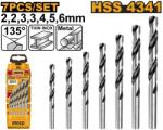 INGCO Set Burghie Metal 7 buc AKD1075 - HSS 4341, 2-6mm, Burghie Precizie pentru Otel si Metale, Set Compact (AKD1075) Burghiu