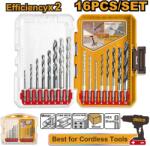INGCO Set Burghie Multifunctionale 16buc Industrial Hex Shank pentru Metal Zidarie Lemn 2-10mm AKDL11608 - set burghie universal profesionale (AKDL11608) Burghiu