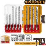 INGCO Set Burghie SDS Plus Beton 9 buc AKDL30906 - 6-16mm, 110-160mm, Burghie pentru Rotopercutor, Zidarie si Beton (AKDL30906) Burghiu