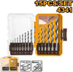 INGCO Set Burghie Metal 15 buc AKDL51506 - HSS 4341, 1-12mm, Burghie Precizie pentru Otel si Metale (AKDL51506) Burghiu