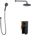 kielle Vega - Set de duș cu baterie încastrată, pentru 2 consumatori, cu accesorii EcoSpare și corp montare, negru mat 20618SP124 (20618SP124)