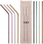 H&S Collection 8 db-os újrafelhasználható szívószál készlet 2 db tisztító kefével (0799475475368)