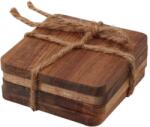 Excellent Houseware Set 4 suporti cani si pahare Ghent, lemn accacia, 10 x 10 cm