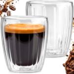 Excellent Houseware Set 2 pahare Ribs espresso, pereti dubli, sticla, 125 ml Pahar