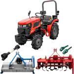 Rotakt Tractor Rotakt Trident tractiune 4x4 motor 25CP diesel 3 cilindri capacitate cilindrica 1132 cmc CIV inclus + freza tractata latime lucru 120 cm + tocator vegetatie latime lucru 100 cm (055514-3c-frez
