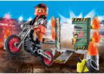 Playmobil Set Motociclist Stuntshow Si Perete De Foc - Playmobil Stunt Show (pm71256)