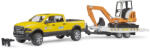 BRUDER Masina Ram 2500 Cu Remorca Si Mini Excavator - Bruder (br02546)