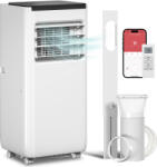 HomCom Aparat de aer condiționat portabil 10.000 BTU 4 în 1 - răcire, dezumidificator, ventilator cu WiFi pentru 30 m2 Alb | Aosom Romania (823-076V91WT)