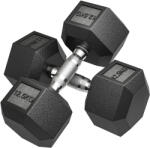 HOMCOM Ganteră Hexagonală din Cauciuc 12, 5 kg, Portabilă, pentru Acasă sau Sală | Aosom Romania (A91-020V01BK)
