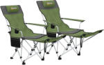 Outsunny Set de 2 Scaune de Camping Pliabile cu Suport pentru Picioare Detașabil, 82x100x88 cm, Negru | Aosom Romania (A20-513V00DG)