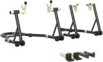 HOMCOM Cric roata din fata spate incarcare 390 kg cric atelier motocicleta brat reglabil din otel, furca in forma de U + L negru | Aosom Romania (C30-044V01BK)