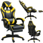 LEAN Forgós Irodai Gamer Szék Lábtartóval és Párnákkal, Fekete és Sárga (5905991095422) - pepita - 34 827 Ft
