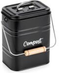 Vilde Compostor de bucătărie cu filtru de carbon, metalic, negru, 5 l Cos de gunoi
