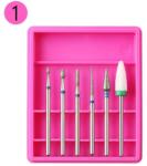 Everin Set 6 Capete de Freză Pink R01 - Bituri Diamant & Ceramic pentru Cuticule și Îndepărtare Gel (R01)