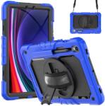  Strapabíró borítás vállpánttal Samsung Galaxy Tab S10 Lite / S10 FE / S9 FE SM-X510 SM-X516B - fekete/kék (660204751F)