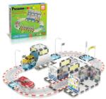 PicassoTiles Set PicassoTiles Autodrom Pistă de curse - 64 piese magnetice de construcție - conține 2 mașini cu LED-uri Jucarii de constructii magnetice