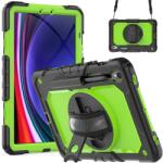  Strapabíró borítás vállpánttal Samsung Galaxy Tab S10 Lite / S10 FE / S9 FE SM-X510 SM-X516B - zöld/fekete (660204751E)