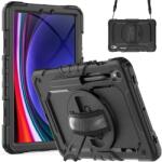  Strapabíró borító vállpánttal Samsung Galaxy Tab S10 Lite / S10 FE / S9 FE SM-X510 SM-X516B - fekete/fekete (660204751A)