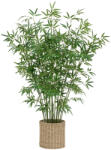 Brius Bambus artificial atmosphera cu ghiveci natural, 90x90x150 cm, design exotic, verde (JJ-198206)