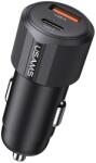USAMS YT Series CC283 60W autós töltő 1xUSB-A 1xUSB-C fekete